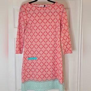 Cabana Life Pink and Mint Long Sleeve Dress